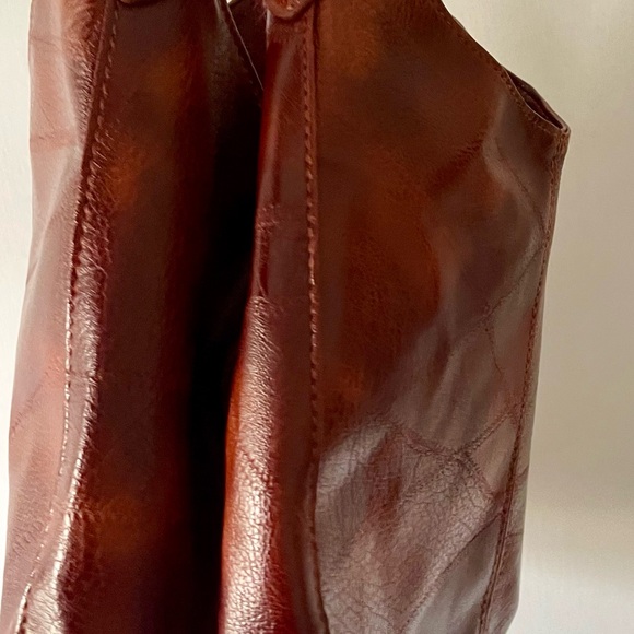 Brown Slouchy Hobo Bag Faux Leather Minimalist Shoulder Bag Soft Vegan Leather - Picture 8 of 8